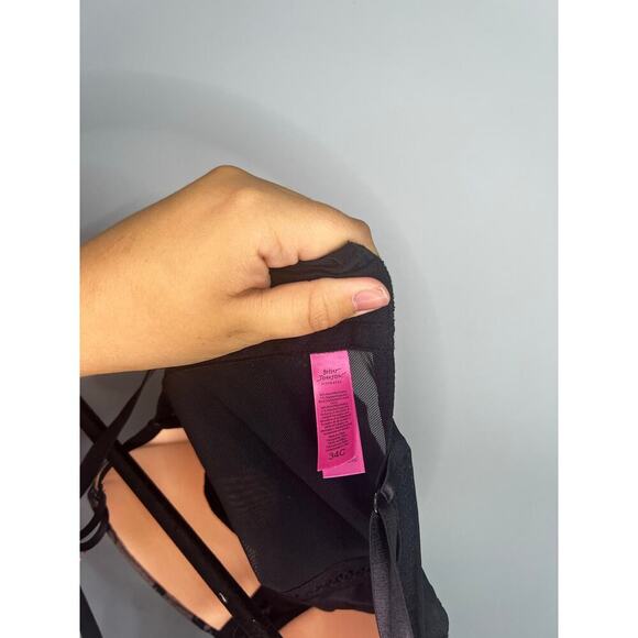 Betsey Johnson Intimates Sexy Black Lace Corset Bustier Garter Lingerie 34C - Picture 4 of 5